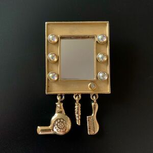 Vintage AJC Gold Vanity Charm Brooch